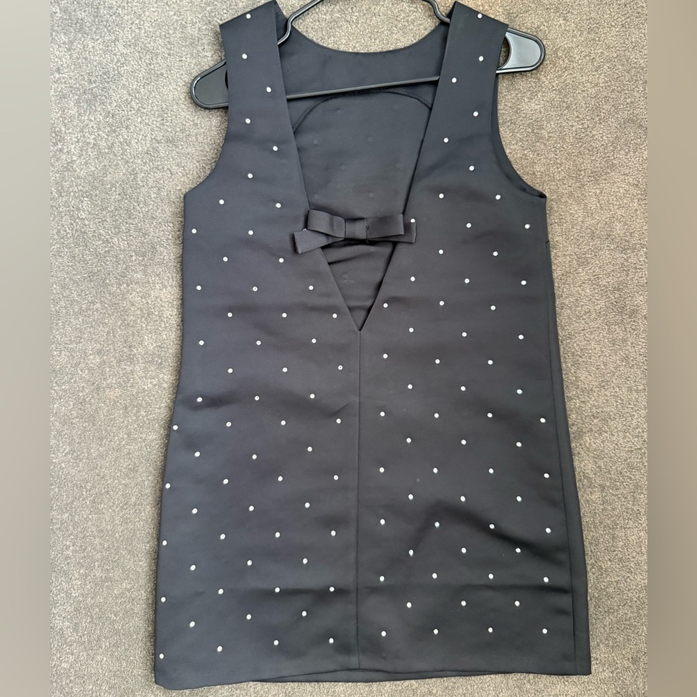 H&M Black Mini Dress with White Polka Dots